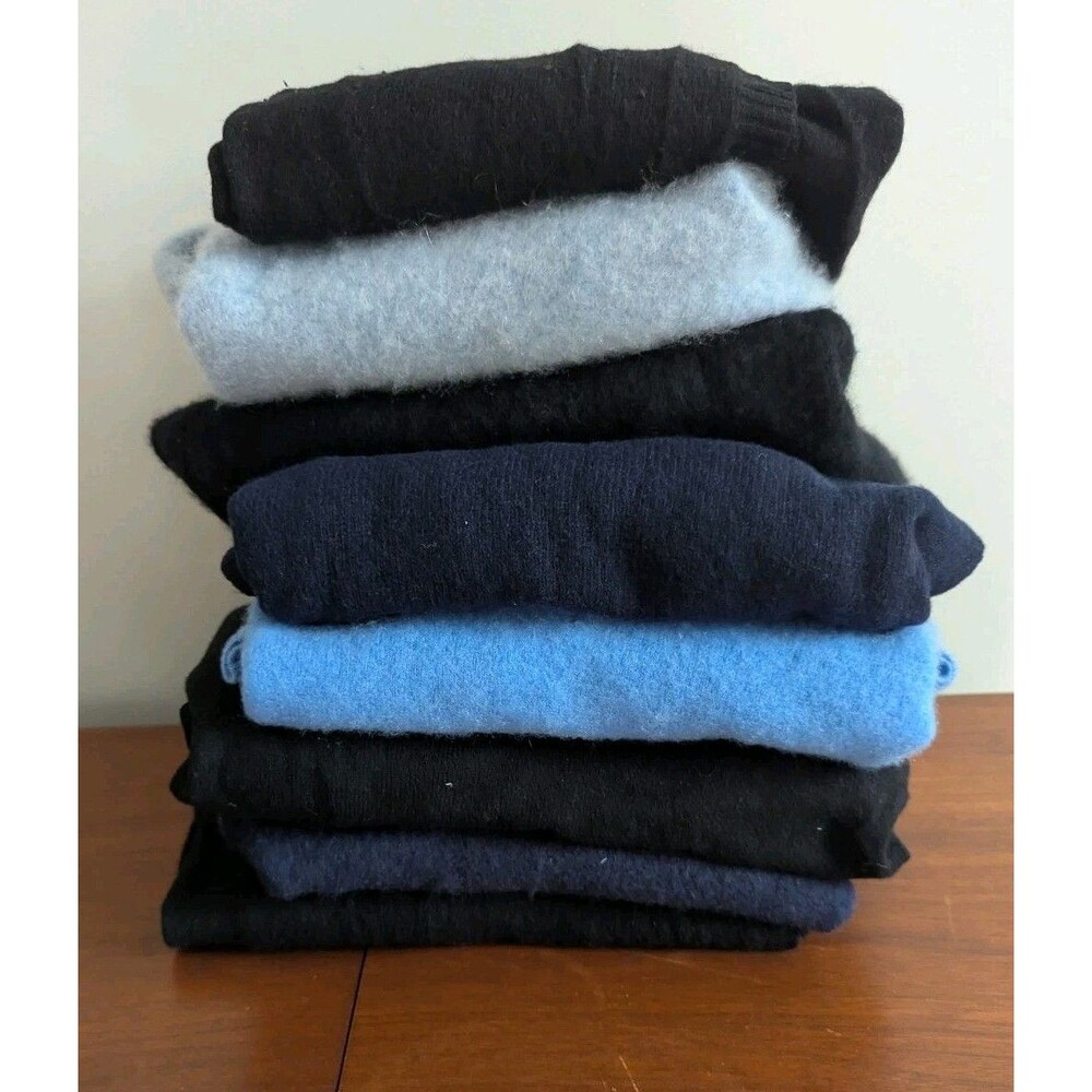 Lot Of 8 100% CASHMERE Sweaters Craft Cutter Lot Dark Black Ice Blue Navy 5 Lbs